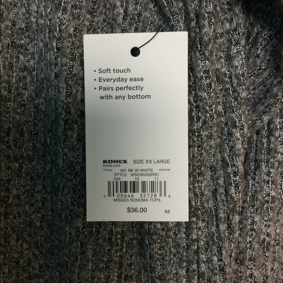 Sonoma XXL 20 - 22 Cowl Mockneck Shirt Sweater Ribbed Top Gray Stretchy NWT - Picture 9 of 11